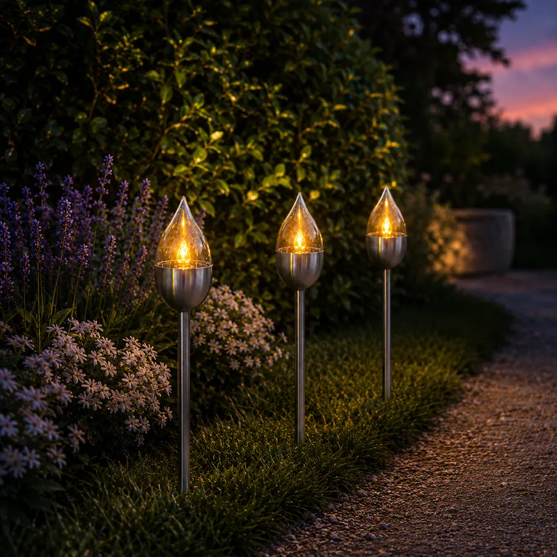 Zestaw 3x lampion solarny ogrodowy LED wbijany OLYMPOS — zdjęcie 3