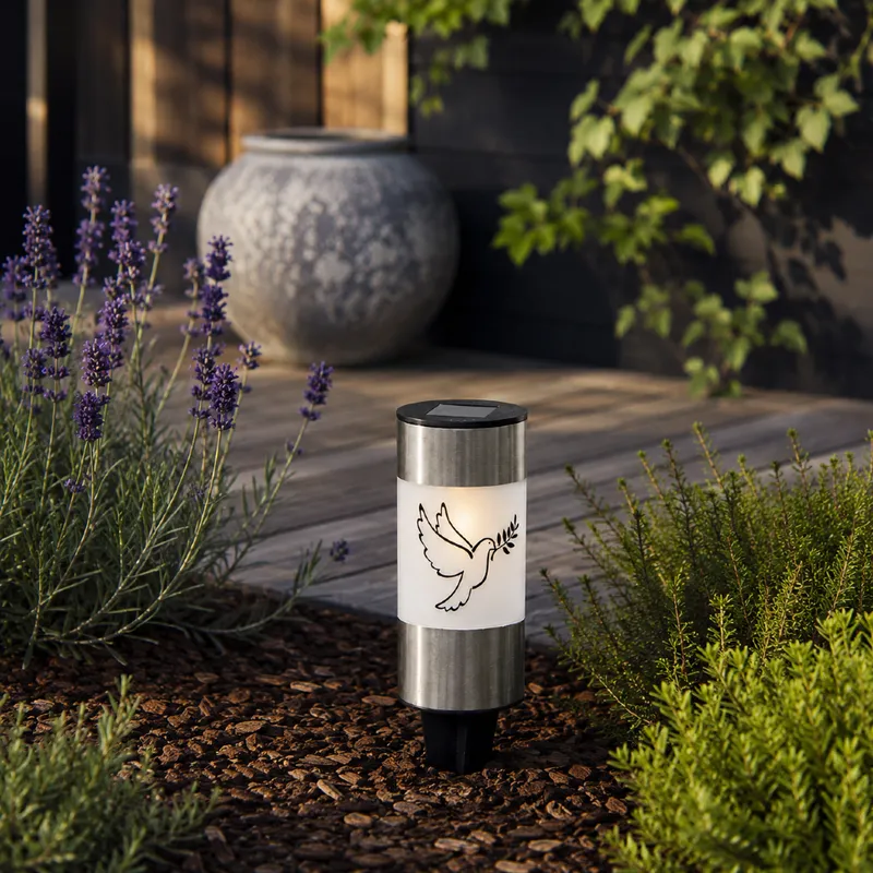 Znicz solarny LED DOVE wbijany 14cm — zdjęcie 4